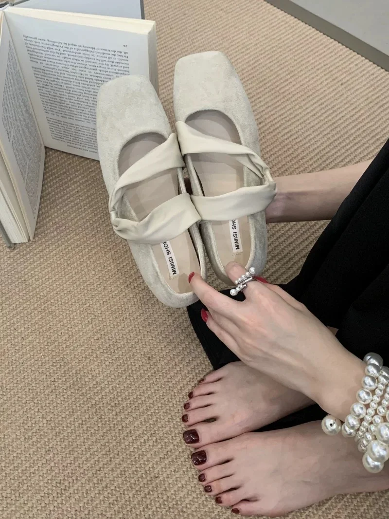 Square Toe Women Ballet Flats Shoes Designer Casual Mary Jane Shoes New Shallow Comfort Sport Walking Brand Dress Mujer Zapatos