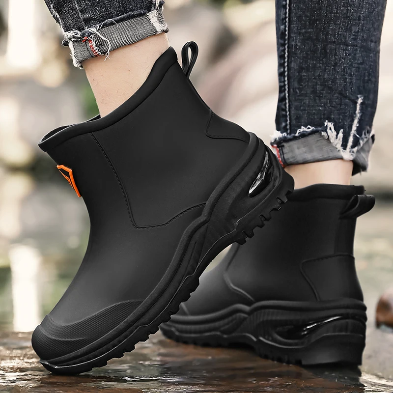 Men's Rain Boots Outdoor Wear-Resistant Mountaineering Fishing Non-Slip Short-Tube Waterproof Water Shoes Rain Boots