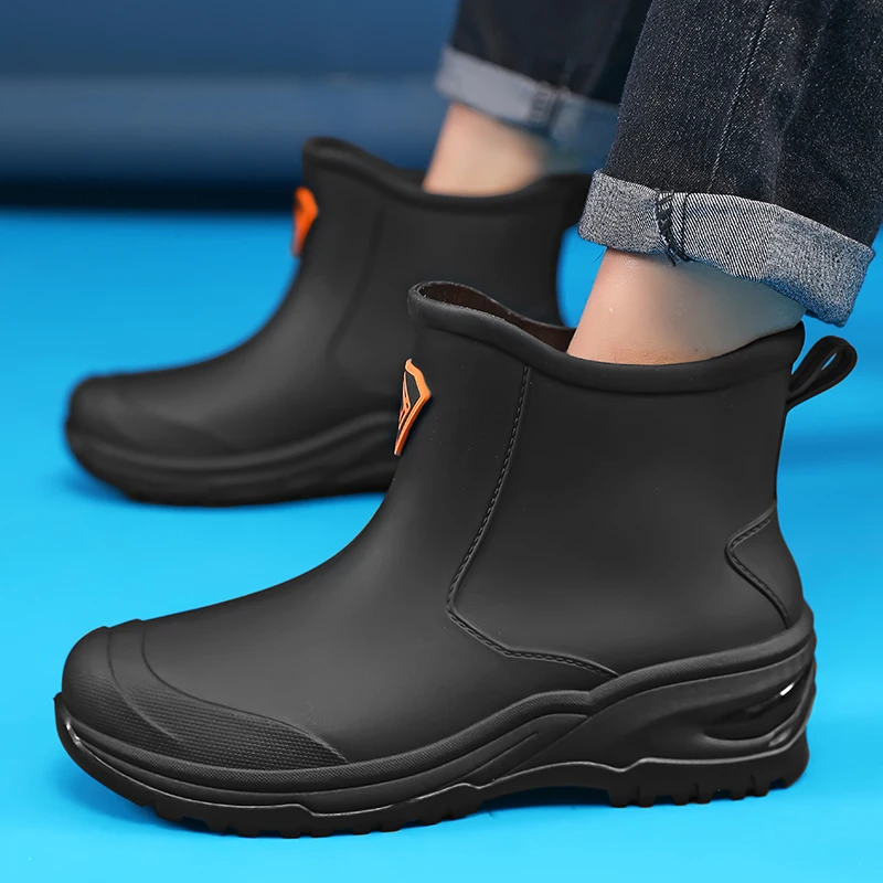 Men's Rain Boots Outdoor Wear-Resistant Mountaineering Fishing Non-Slip Short-Tube Waterproof Water Shoes Rain Boots