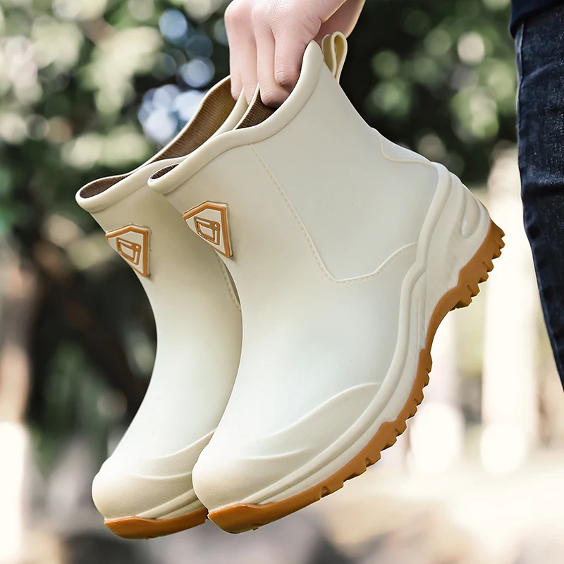 Men's Rain Boots Outdoor Wear-Resistant Mountaineering Fishing Non-Slip Short-Tube Waterproof Water Shoes Rain Boots