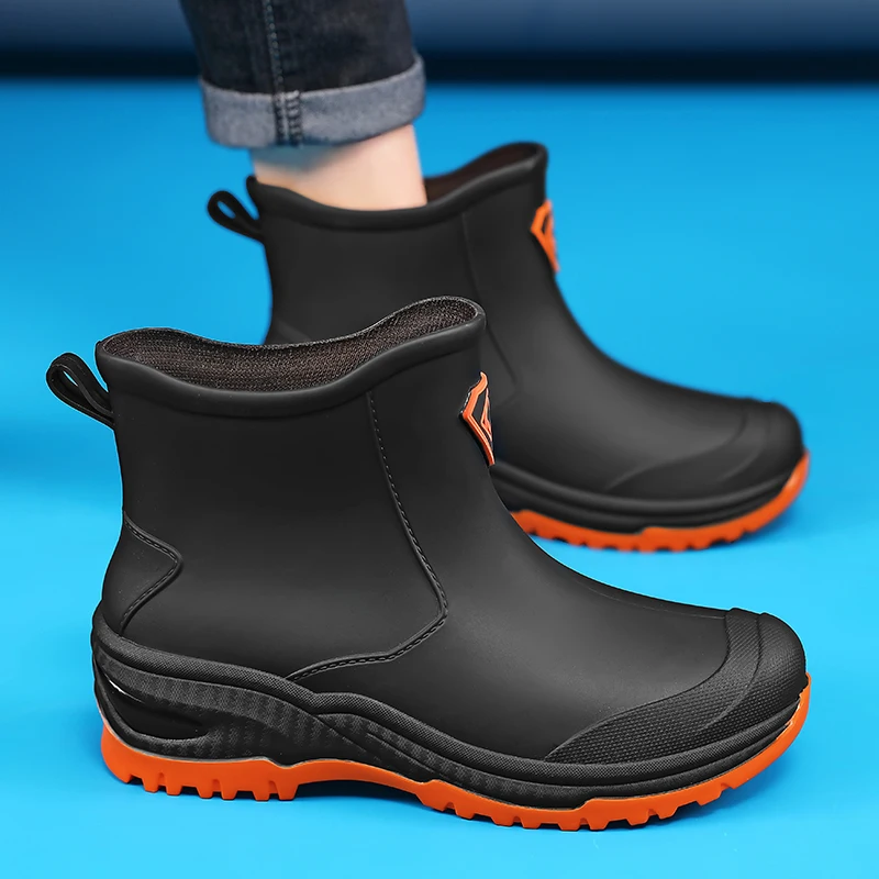 Men's Rain Boots Outdoor Wear-Resistant Mountaineering Fishing Non-Slip Short-Tube Waterproof Water Shoes Rain Boots