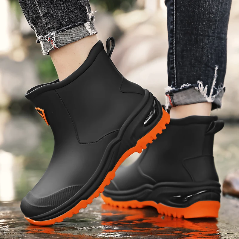 Men's Rain Boots Outdoor Wear-Resistant Mountaineering Fishing Non-Slip Short-Tube Waterproof Water Shoes Rain Boots