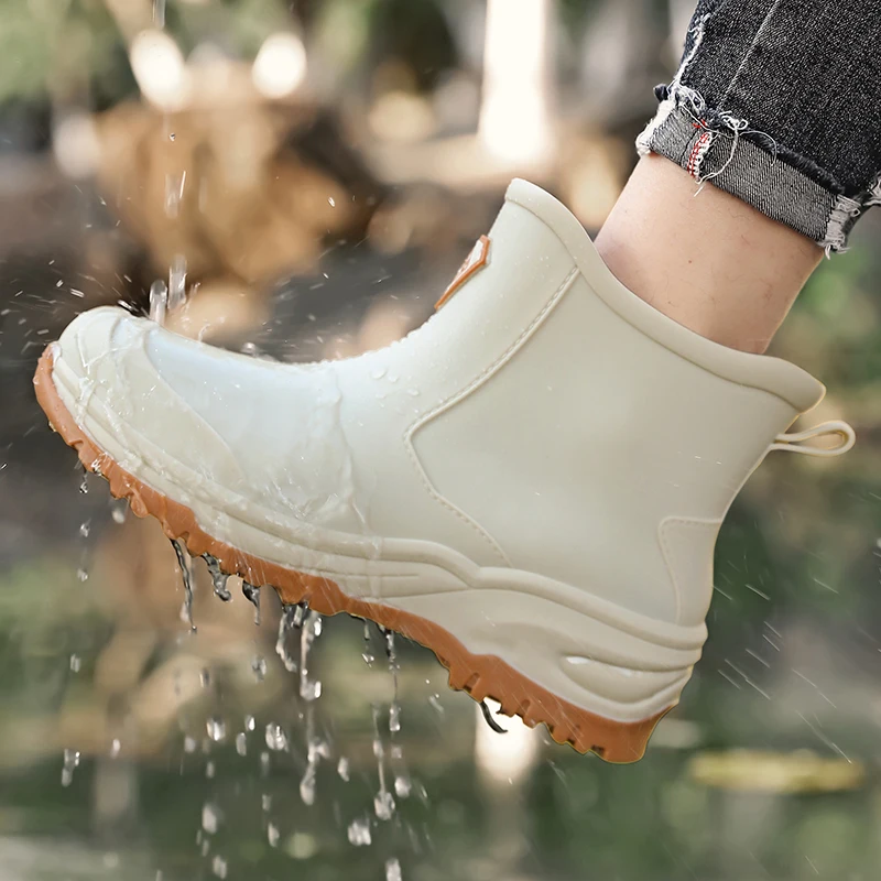 Men's Rain Boots Outdoor Wear-Resistant Mountaineering Fishing Non-Slip Short-Tube Waterproof Water Shoes Rain Boots