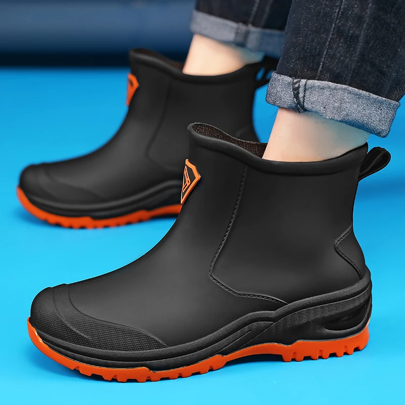 Men's Rain Boots Outdoor Wear-Resistant Mountaineering Fishing Non-Slip Short-Tube Waterproof Water Shoes Rain Boots