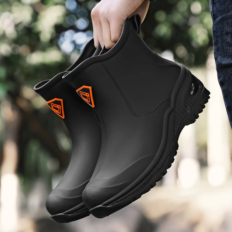 Men's Rain Boots Outdoor Wear-Resistant Mountaineering Fishing Non-Slip Short-Tube Waterproof Water Shoes Rain Boots