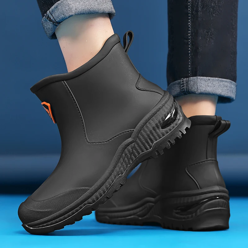 Men's Rain Boots Outdoor Wear-Resistant Mountaineering Fishing Non-Slip Short-Tube Waterproof Water Shoes Rain Boots
