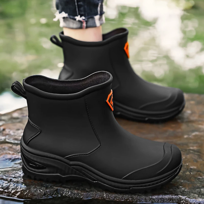 Men's Rain Boots Outdoor Wear-Resistant Mountaineering Fishing Non-Slip Short-Tube Waterproof Water Shoes Rain Boots