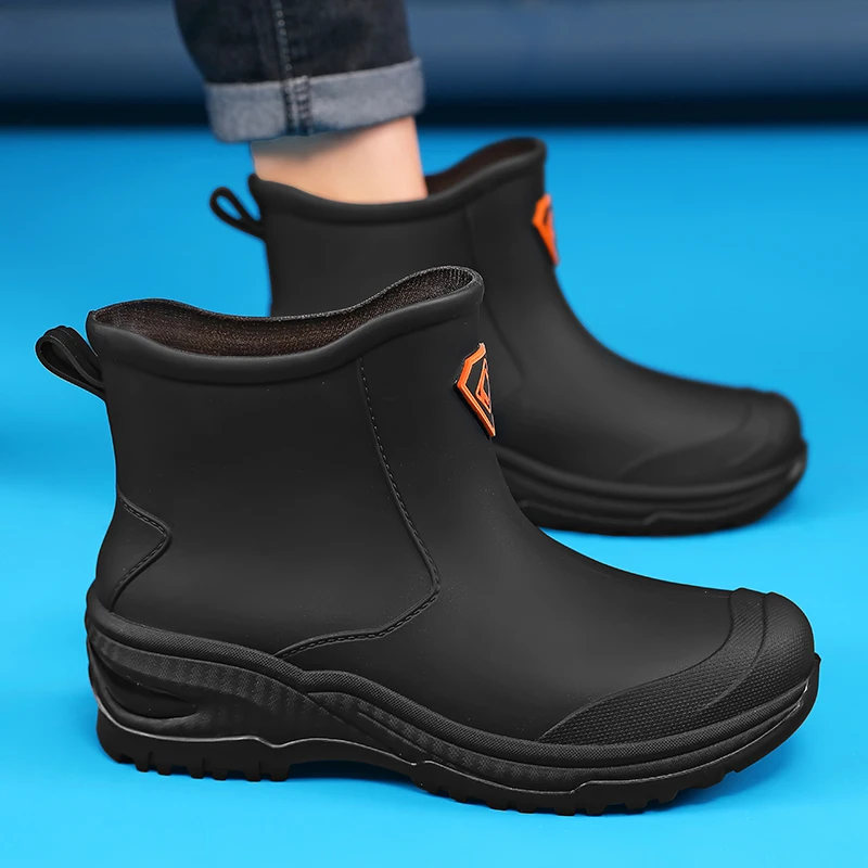 Men's Rain Boots Outdoor Wear-Resistant Mountaineering Fishing Non-Slip Short-Tube Waterproof Water Shoes Rain Boots