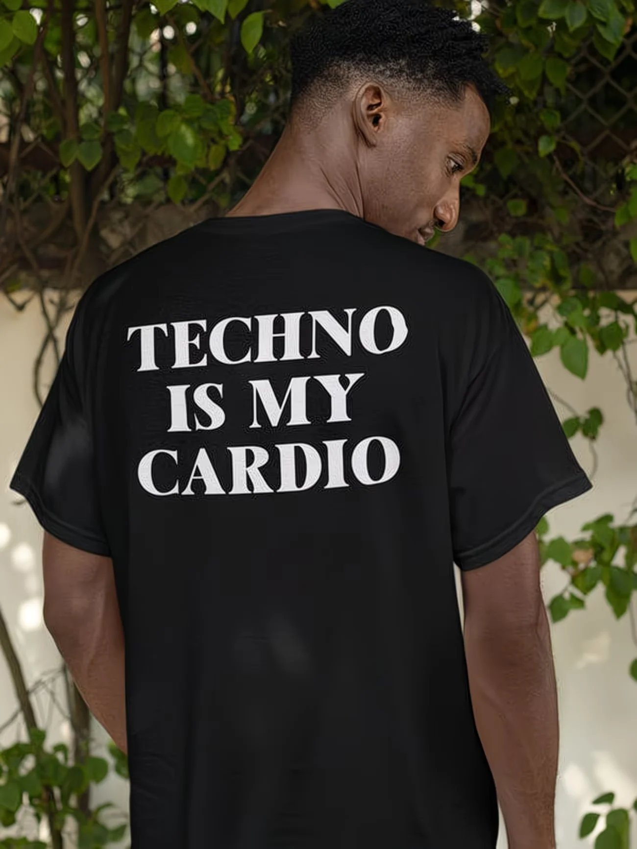 Men's Techno Is My Cardio Letter Graphic Print T Shirt Cotton Tee Women Oversize Summer Novelty Streetwear Casual Trendy O-Neck