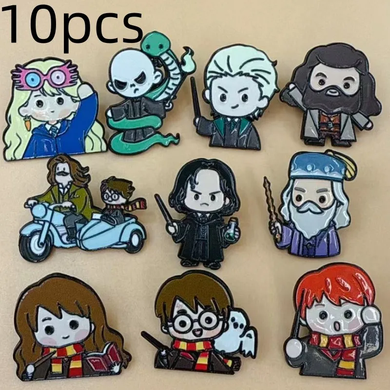 10pcs Anime Brooches Cartoon Enamel Pins for Women Lapel Backpack Badges Fashion Jewelry Accessory Gift