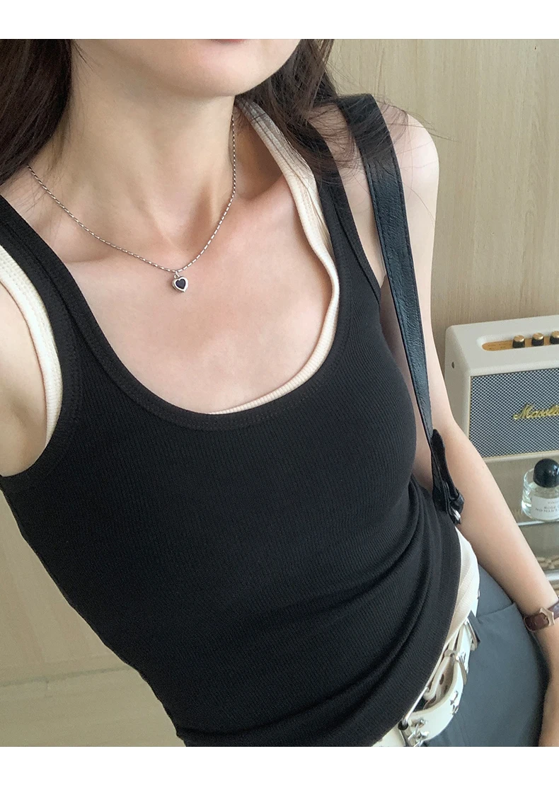 Zjaiss 2026 Summer Women Tank Top Slim Fit U-Neck Sleeveless Cami Top Trendy Solid Color Versatile Y2K Camisole for Outdoor Wear