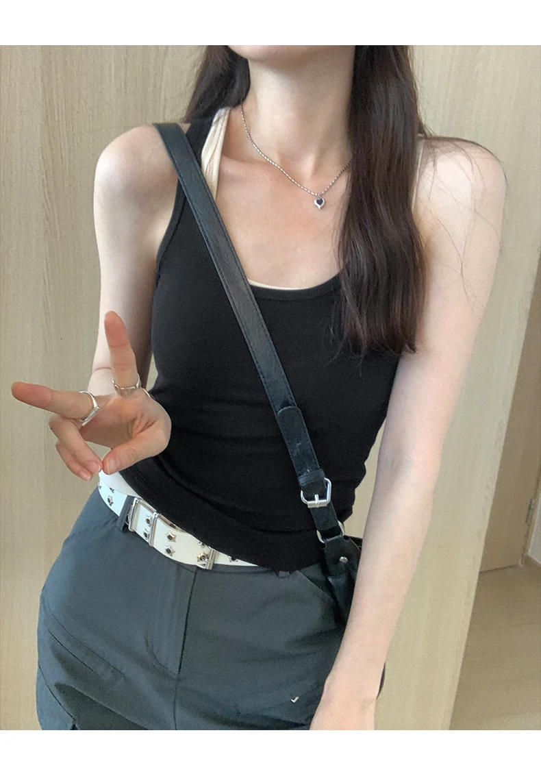 Zjaiss 2026 Summer Women Tank Top Slim Fit U-Neck Sleeveless Cami Top Trendy Solid Color Versatile Y2K Camisole for Outdoor Wear
