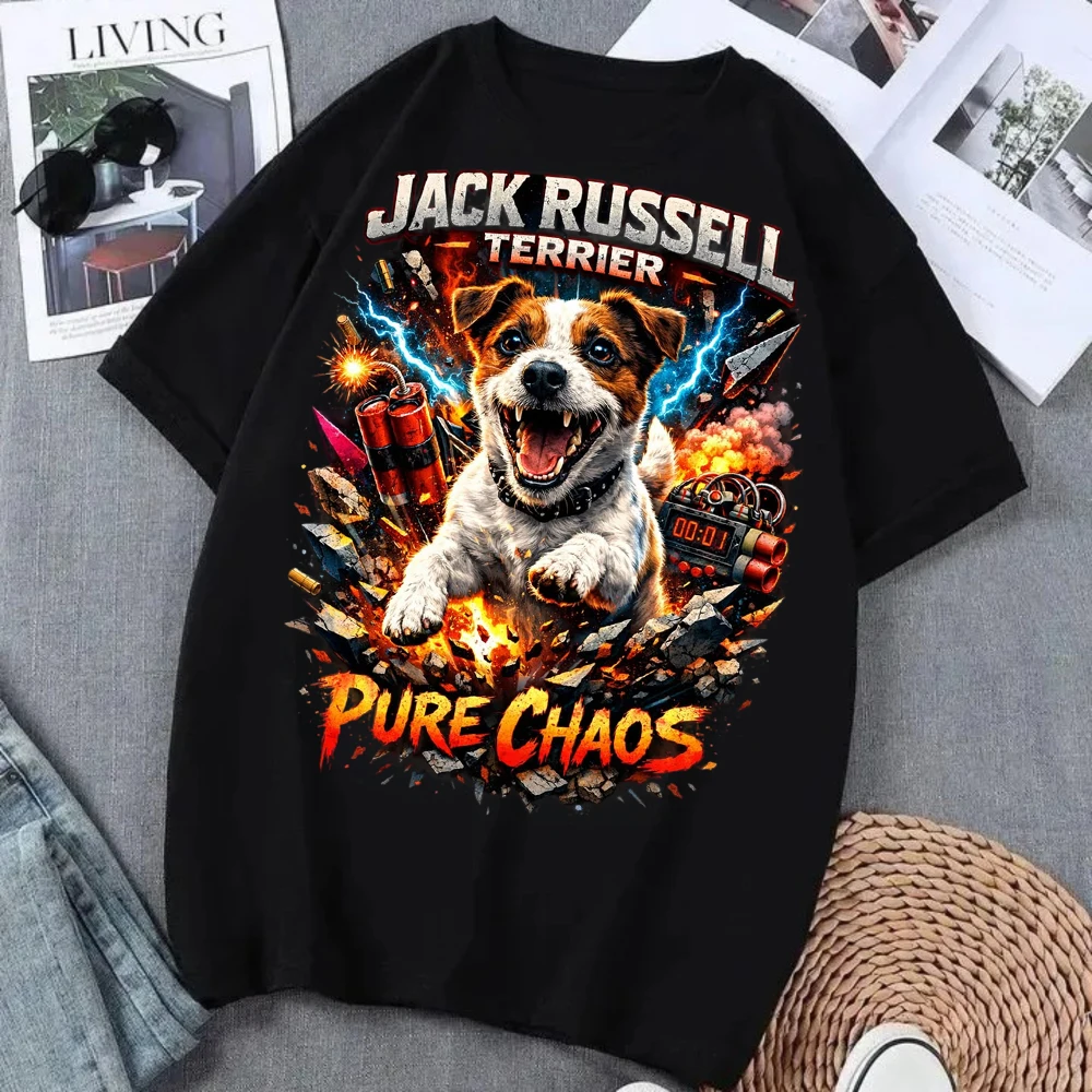 Dogzilla Pomeranian Print T-Shirt Men Women Funny Dog Graphic Tee Casual Short Sleeve Black Streetwear Tops