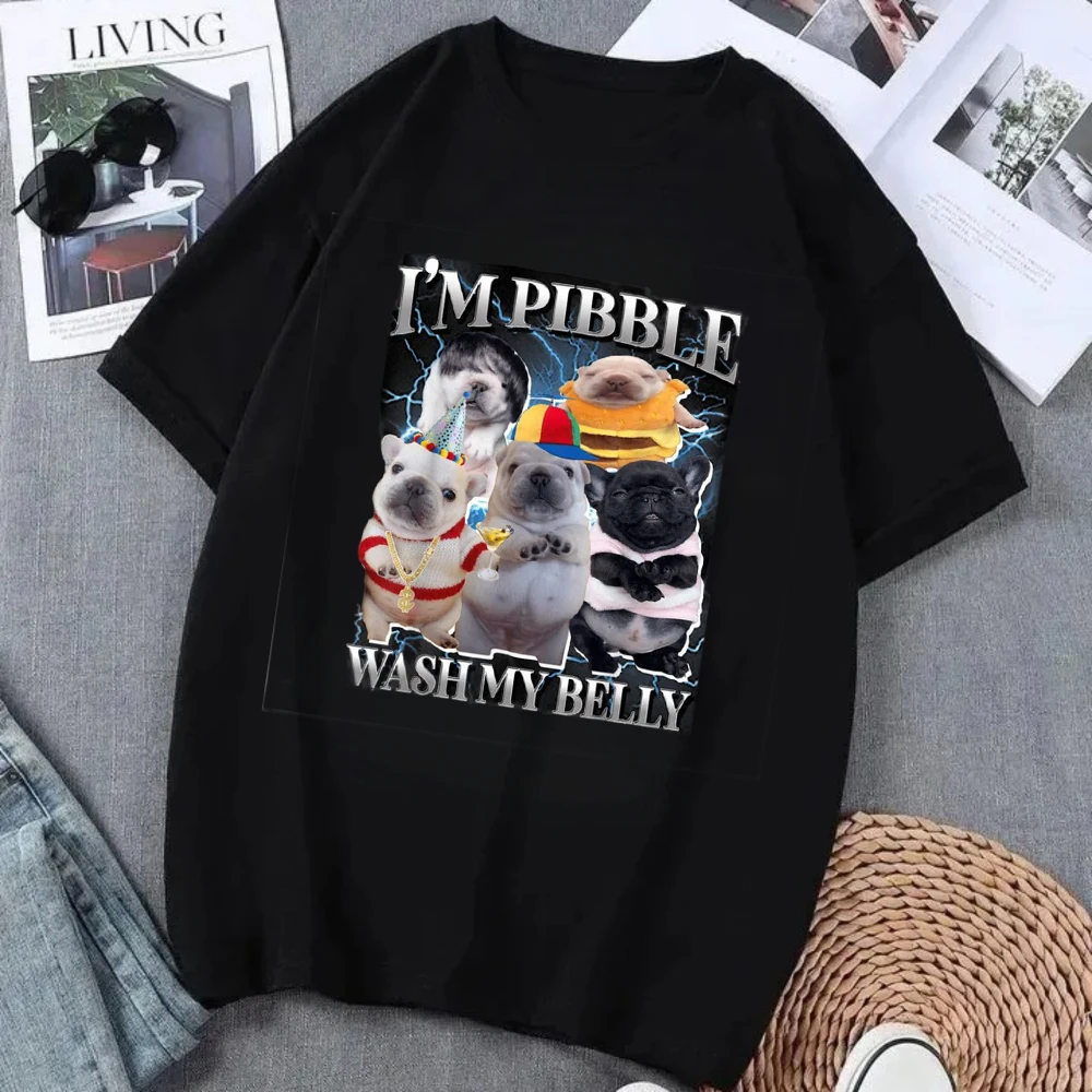 Dogzilla Pomeranian Print T-Shirt Men Women Funny Dog Graphic Tee Casual Short Sleeve Black Streetwear Tops