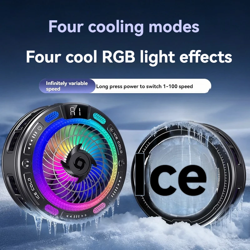 K50 AI Mobile Cooler Magnetic Back-clip Ice Cooling Radiator Digital Display RGB Light Gaming Cooler Temperature Control
