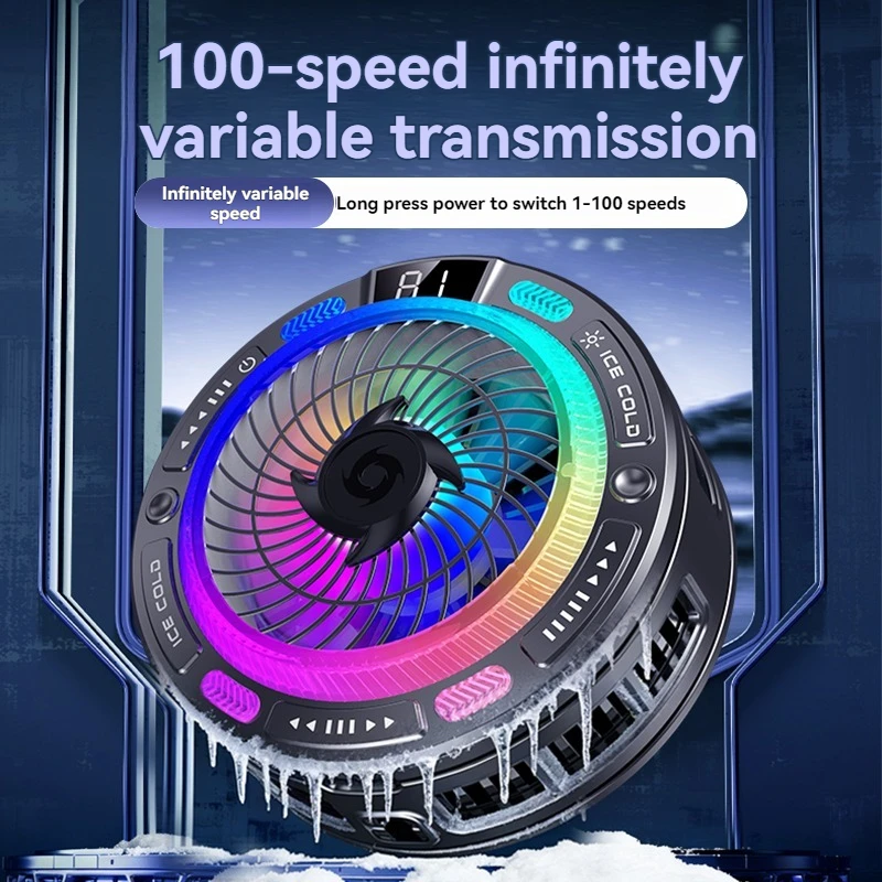 K50 AI Mobile Cooler Magnetic Back-clip Ice Cooling Radiator Digital Display RGB Light Gaming Cooler Temperature Control