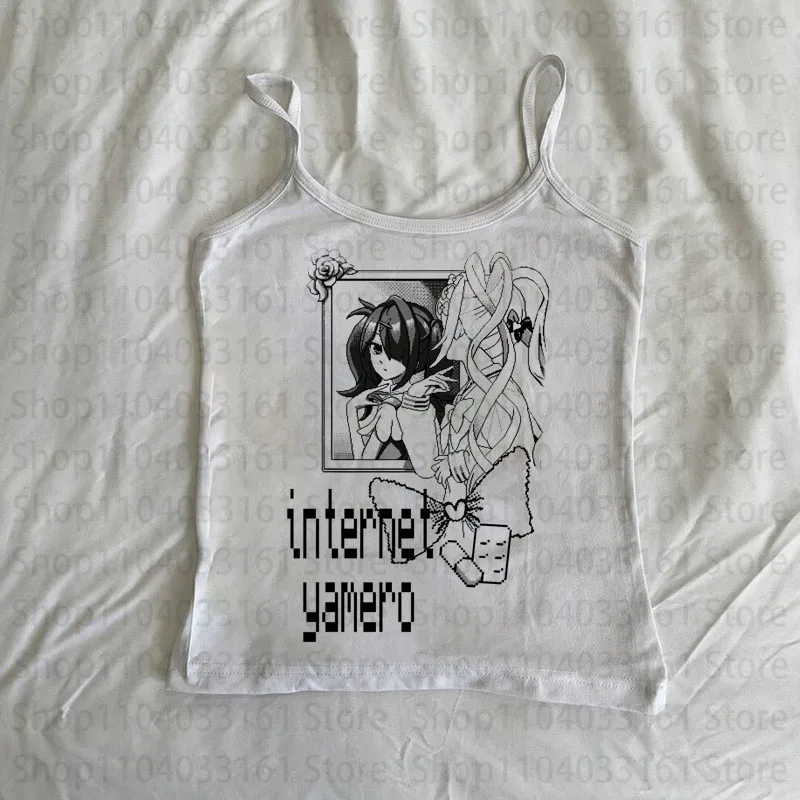 Gothic Camisole Top Emo Girls Printing 2000s Tank Top Grunge Slim Camisole Female Clothes Punk Vintage Crop Tops Y2k Style