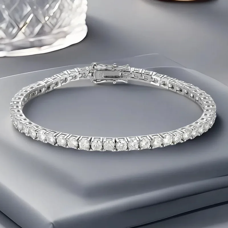 D VVS1 Moissanite Bracelet Full Diamond S925 Sterling Silver For Women Men Hip-hop Punk Jewellery Exquisite Gift