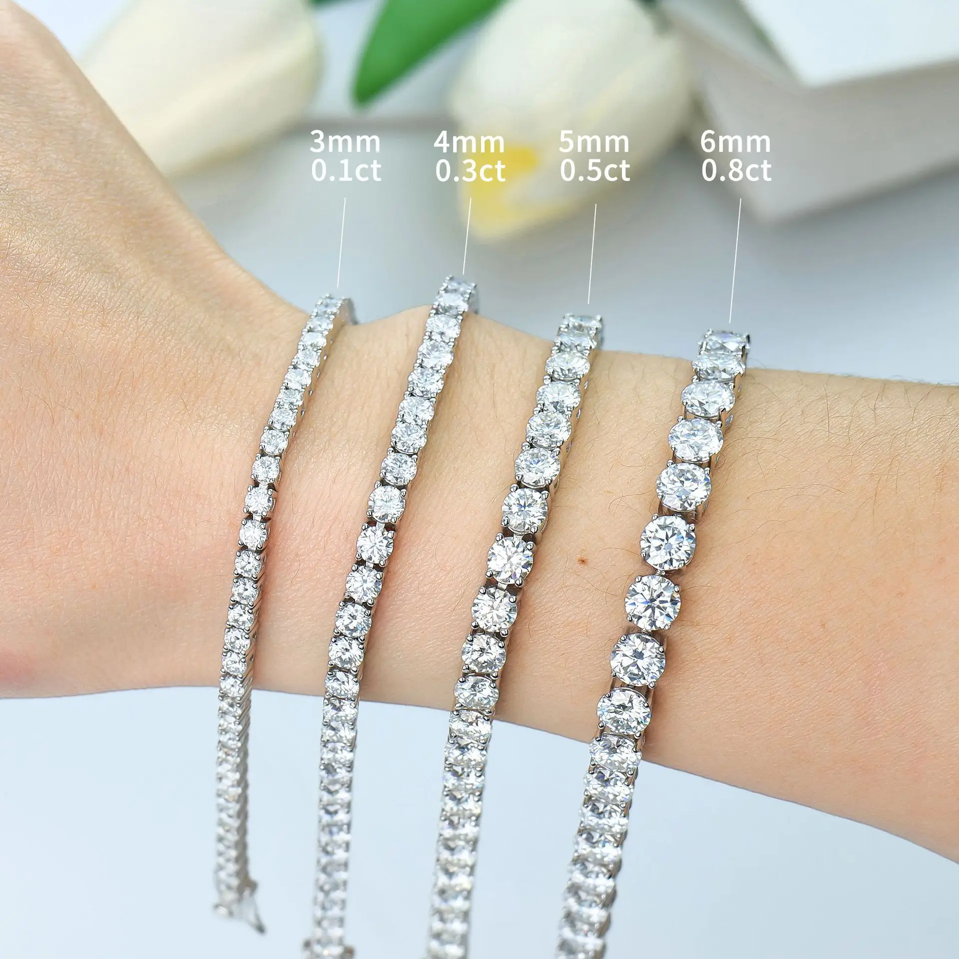 D VVS1 Moissanite Bracelet Full Diamond S925 Sterling Silver For Women Men Hip-hop Punk Jewellery Exquisite Gift
