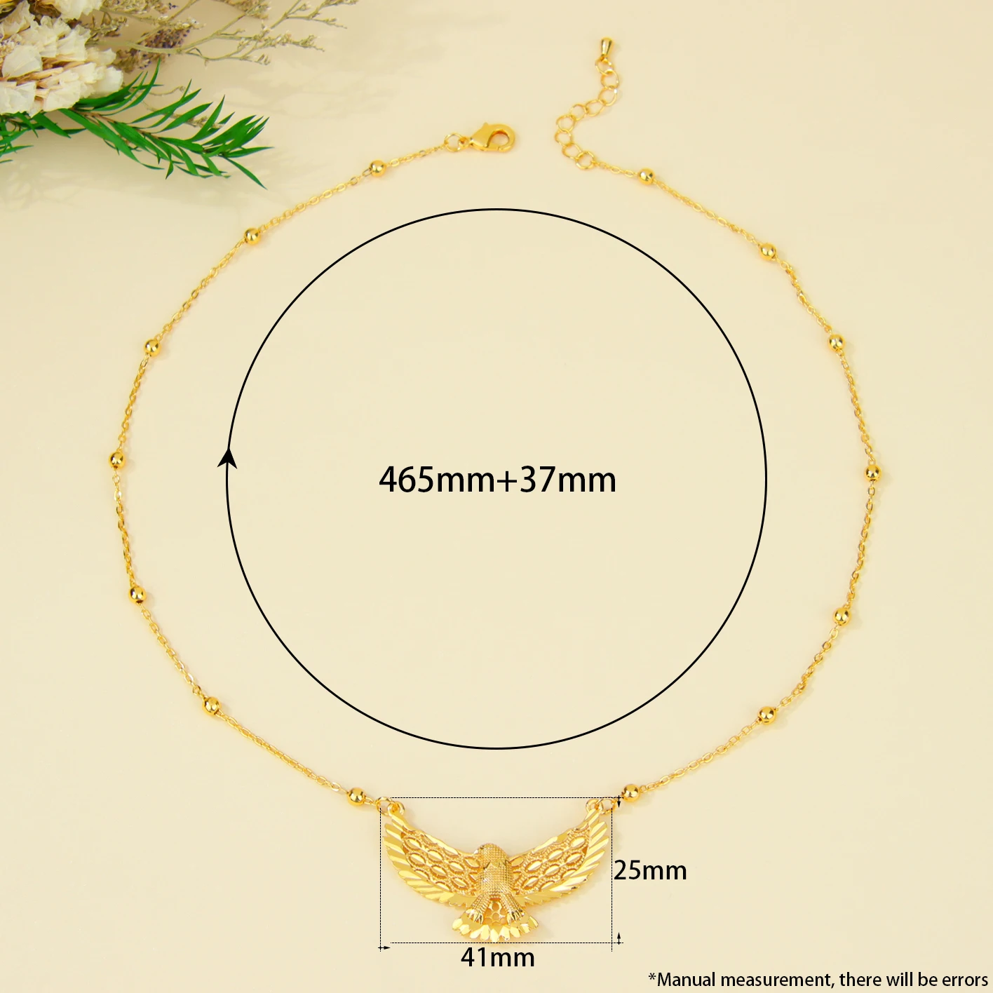 Arabic Fashion Eagles Necklace 21k Gold Plated Dubai Vintage Animals Pendant Chains Middle East Women Event Party Jewelry