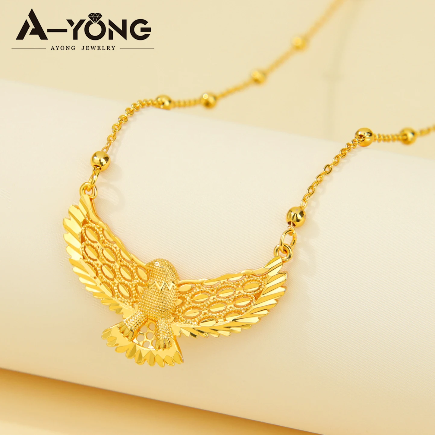 Arabic Fashion Eagles Necklace 21k Gold Plated Dubai Vintage Animals Pendant Chains Middle East Women Event Party Jewelry
