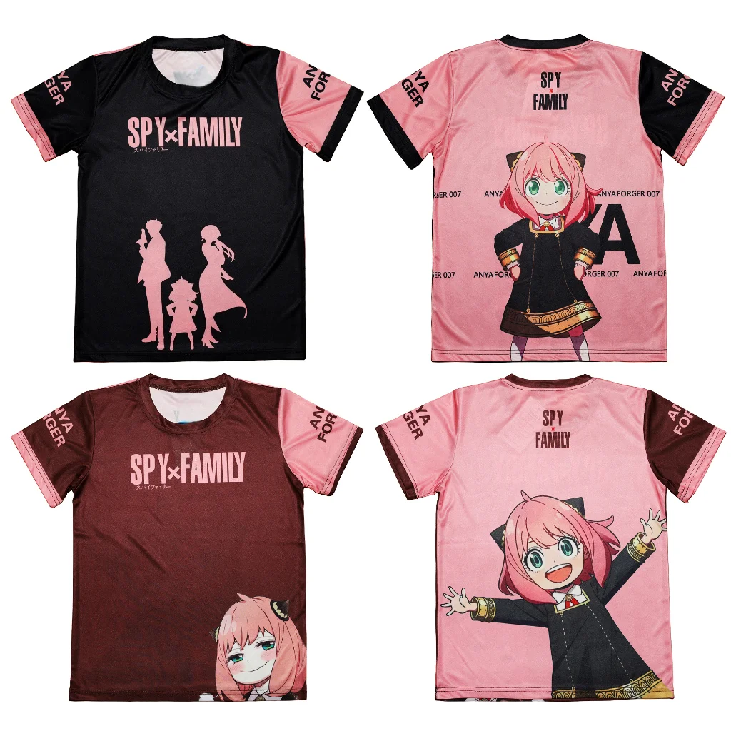 Adult and Children Anya Emoji 3D Printed Short Sleeve Spy X Family Anime Merchandise Loose Couple Parent-Child T-Shirt