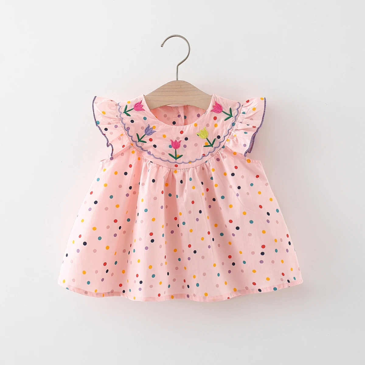 Baby Dress Summer Colorful Polka Dot And Floral Girls' Dress Cute Cotton Beach Kids Dress Baby Girl Clothes
