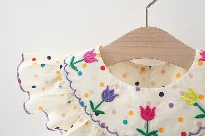 Baby Dress Summer Colorful Polka Dot And Floral Girls' Dress Cute Cotton Beach Kids Dress Baby Girl Clothes