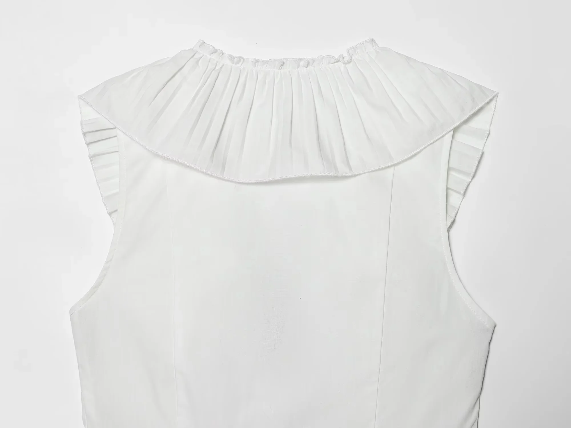 KONDALA Holiday Elegant Chic Women Tank Top Sleeveless Ruffles Bow V-Neck Zipper Tank Top Fashion 2026 Summer Beach Party Top