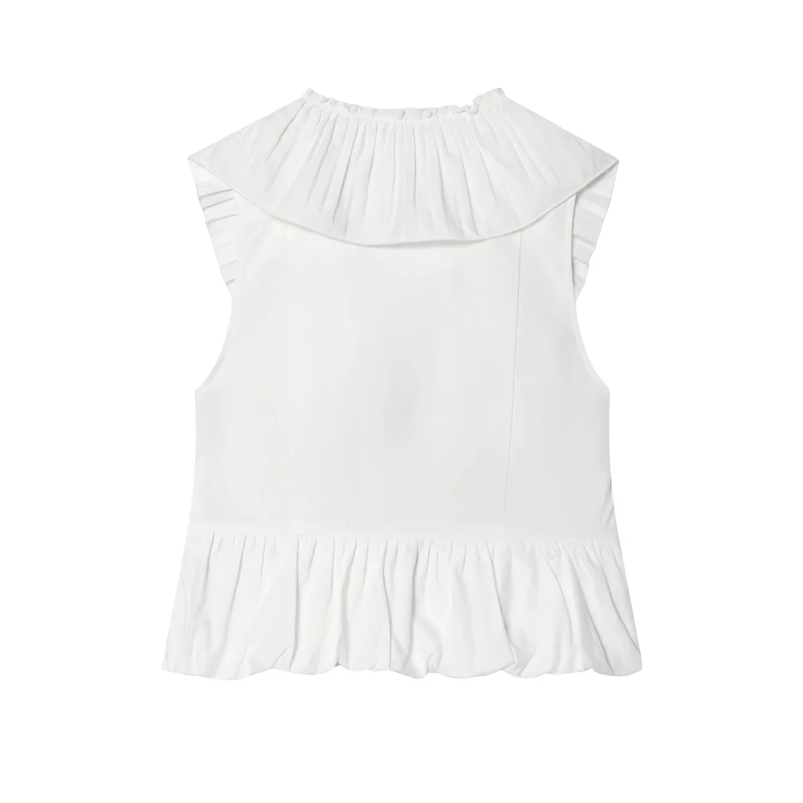 KONDALA Holiday Elegant Chic Women Tank Top Sleeveless Ruffles Bow V-Neck Zipper Tank Top Fashion 2026 Summer Beach Party Top
