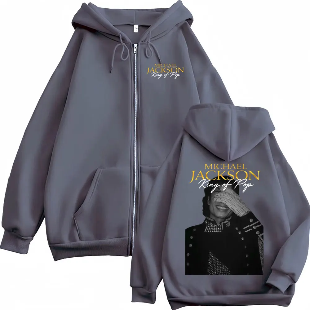 Michael Jackson King of Pop Hip Hop Zip Up Hoodies Men Women Harajuku Street Sweatshirt Jacket Casual Fleece Zipper Hooded Coats