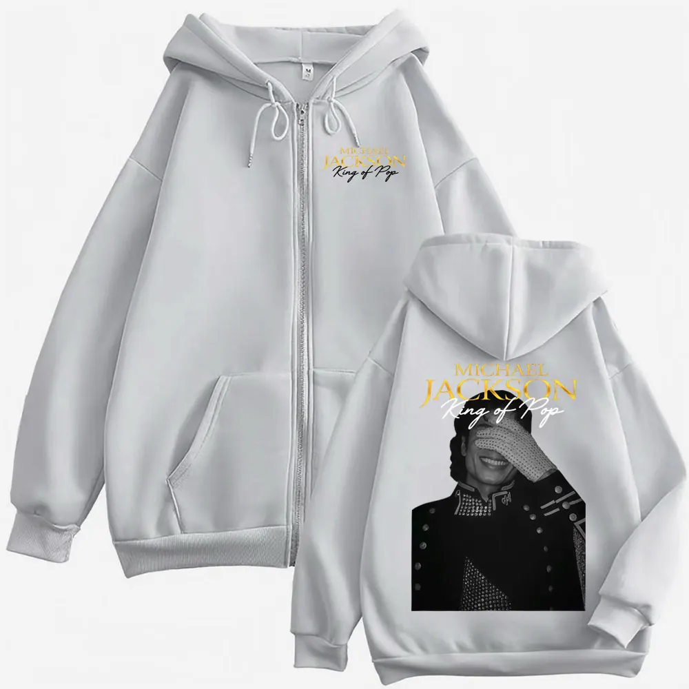 Michael Jackson King of Pop Hip Hop Zip Up Hoodies Men Women Harajuku Street Sweatshirt Jacket Casual Fleece Zipper Hooded Coats