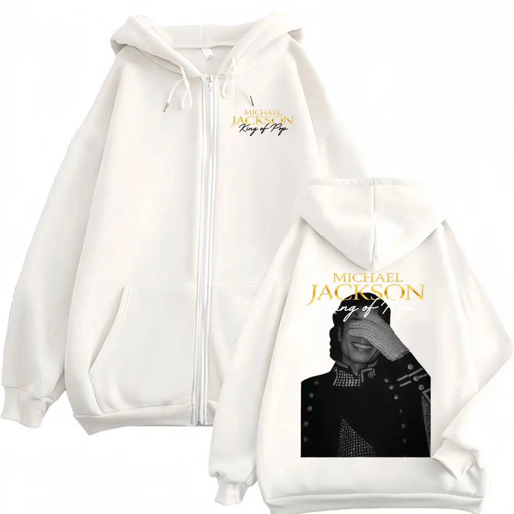 Michael Jackson King of Pop Hip Hop Zip Up Hoodies Men Women Harajuku Street Sweatshirt Jacket Casual Fleece Zipper Hooded Coats