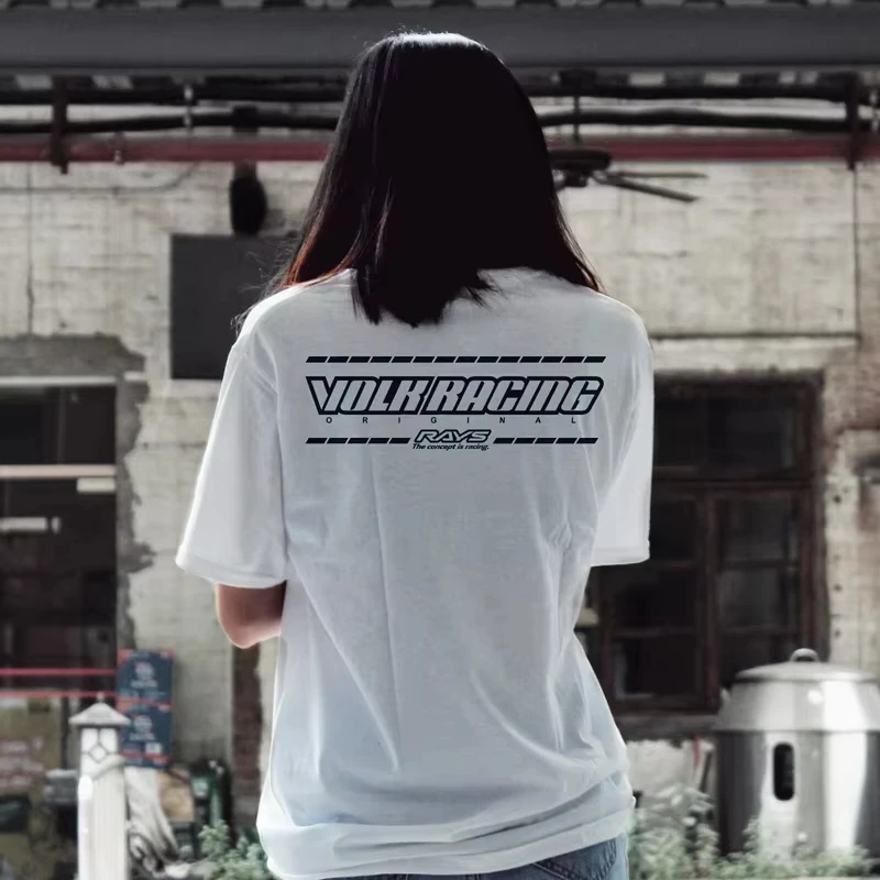 Unisex RAYS T-Shirt JDM Wheel Printed Quick Drying Short Sleeve Couple Matching Streetwear Fit T-shirt Men's Clothing