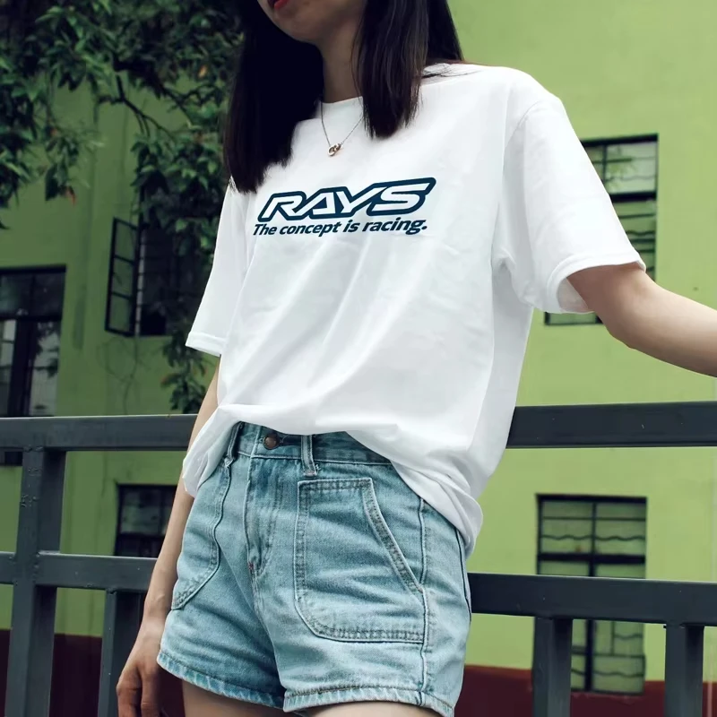 Unisex RAYS T-Shirt JDM Wheel Printed Quick Drying Short Sleeve Couple Matching Streetwear Fit T-shirt Men's Clothing