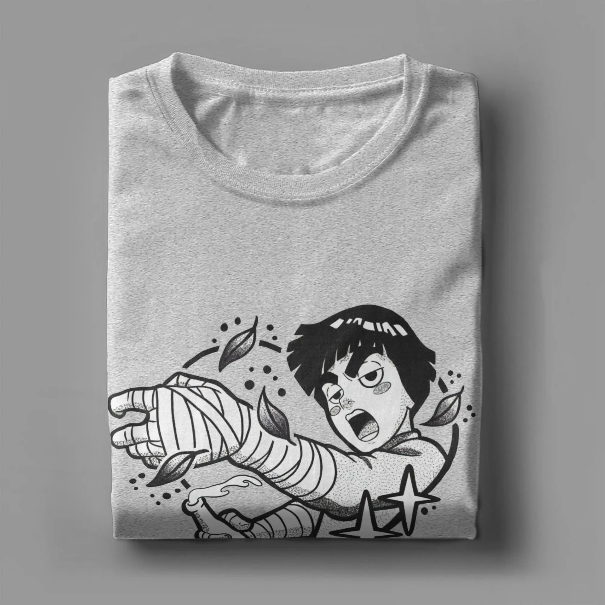 Men's T-Shirt Rock Lee Naruto Cool Cotton Tees Short Sleeve Manga Anime T Shirt Crew Neck Clothing Printed