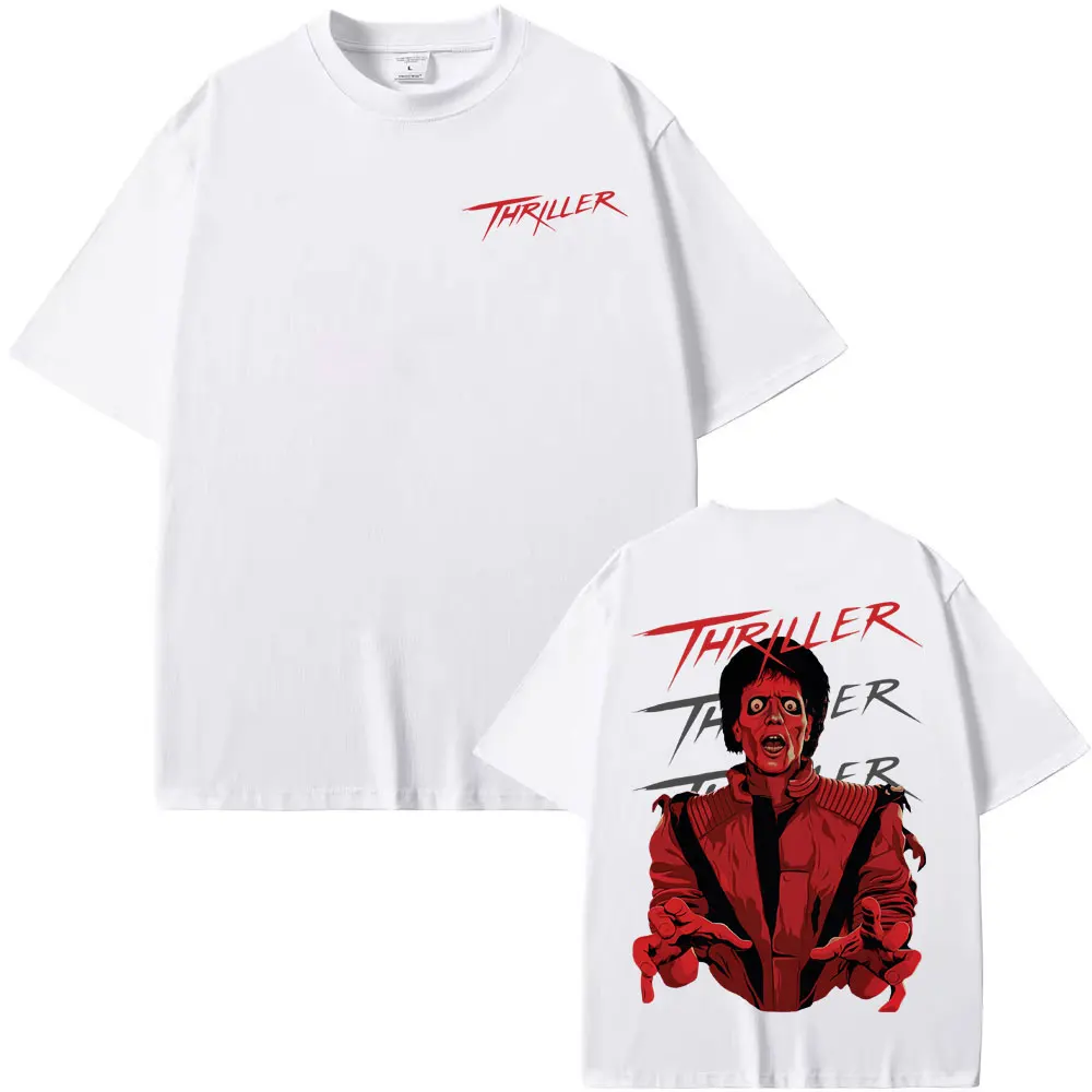 King of Pop Michael Jackson Thriller Graphic T Shirt Men Women Harajuku Vintage Style T-shirts High Quality 100% Cotton T Shirts