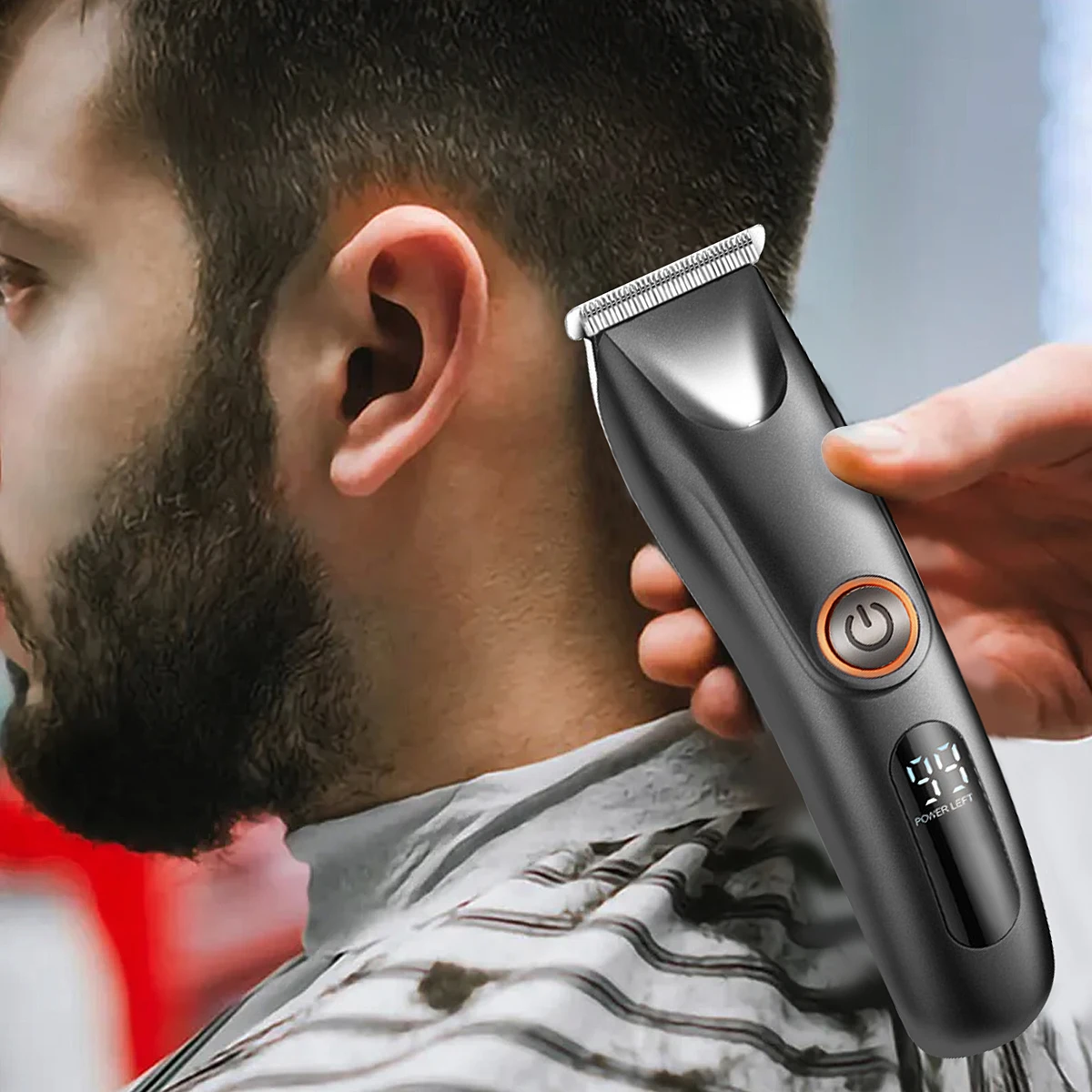 Cordless Hair Clippers for Men Trimmers Set for Barber With LED Display Professional Slick Hair Cut Electric Vacuum Trimmer
