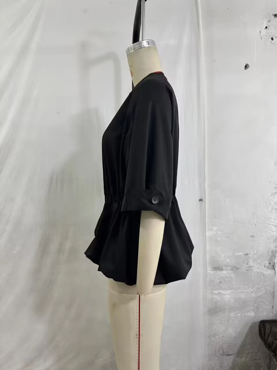 European and American style 2026 summer new women's round neck puffy hem short sleeved parka jacket