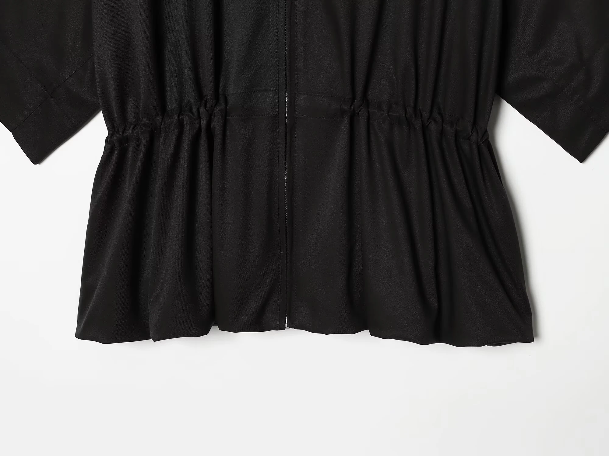 European and American style 2026 summer new women's round neck puffy hem short sleeved parka jacket