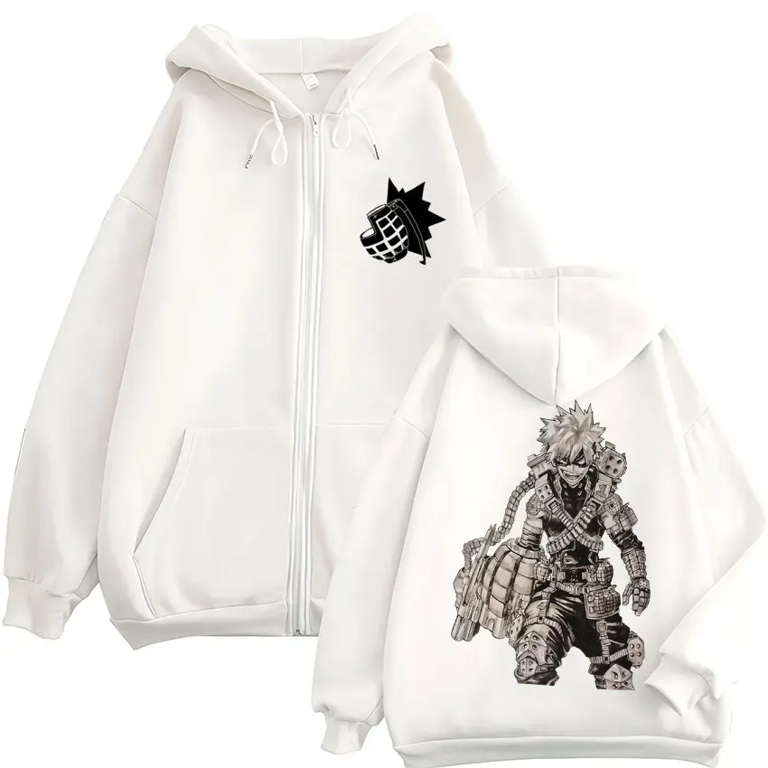 Anime My Hero Academia Katsuki Bakugo Zip Up Hoodies Men Women Fashion Harajuku Hoody Sweatshirt Fleece Loose Jackets Streetwear