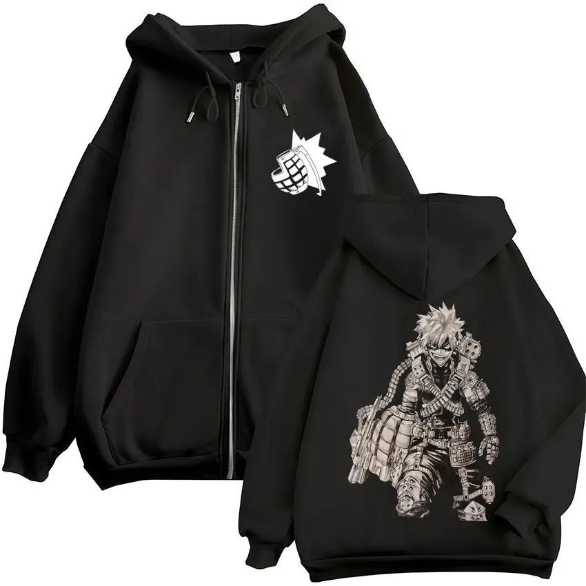Anime My Hero Academia Katsuki Bakugo Zip Up Hoodies Men Women Fashion Harajuku Hoody Sweatshirt Fleece Loose Jackets Streetwear