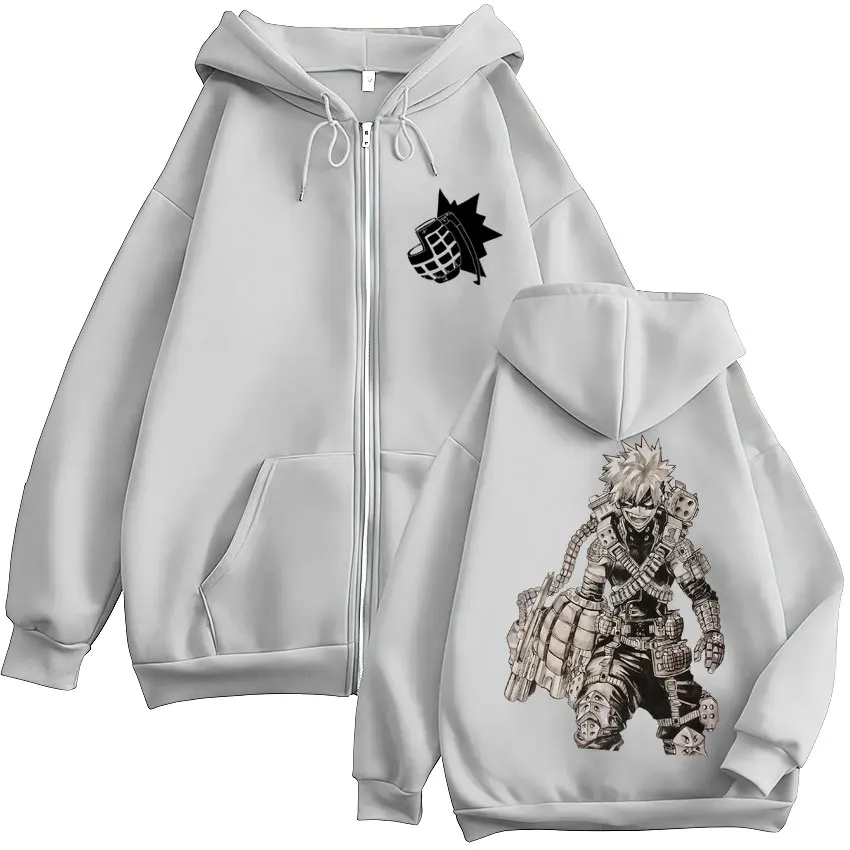 Anime My Hero Academia Katsuki Bakugo Zip Up Hoodies Men Women Fashion Harajuku Hoody Sweatshirt Fleece Loose Jackets Streetwear