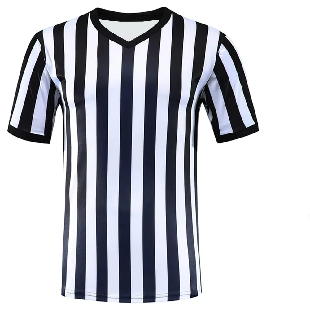 2026 Summer New Women's Men's 90's Referee Jersey Black White Vintage V-neck Athletic T-shirt Tops Tee