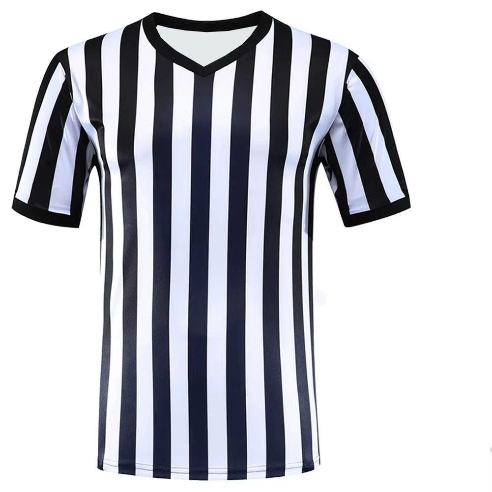 2026 Summer New Women's Men's 90's Referee Jersey Black White Vintage V-neck Athletic T-shirt Tops Tee