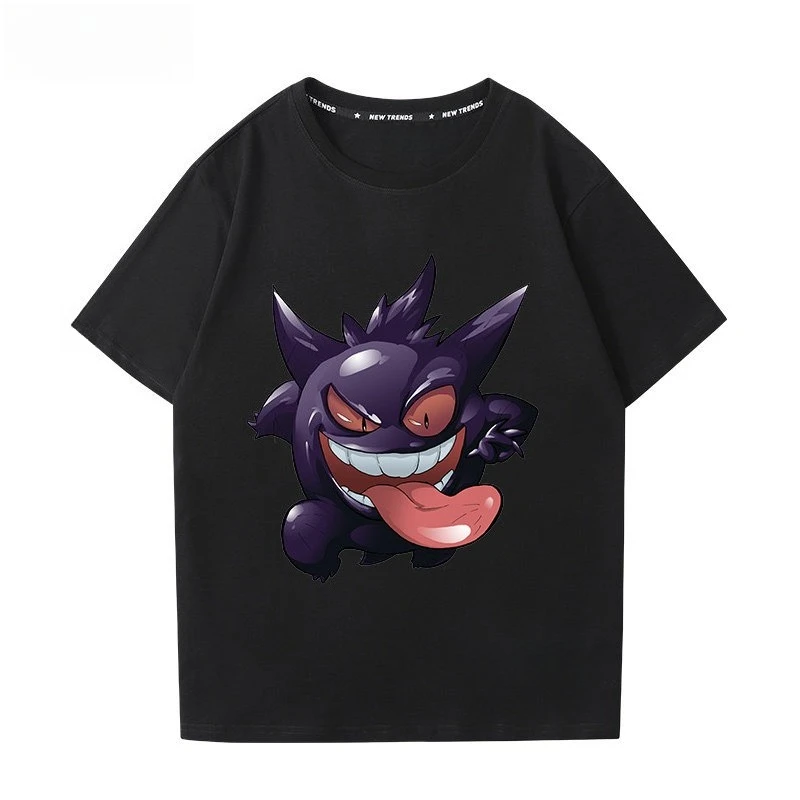 Anime Pokémon Gengar Printed T-shirt Men's and Women's T-shirt Men's Tops Harajuku Y2K T-shirt 2026 Summer New Tee Streetwear