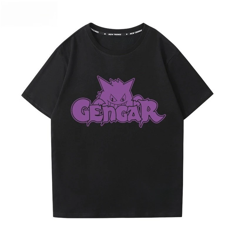 Anime Pokémon Gengar Printed T-shirt Men's and Women's T-shirt Men's Tops Harajuku Y2K T-shirt 2026 Summer New Tee Streetwear