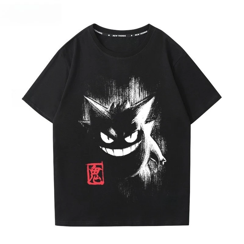 Anime Pokémon Gengar Printed T-shirt Men's and Women's T-shirt Men's Tops Harajuku Y2K T-shirt 2026 Summer New Tee Streetwear