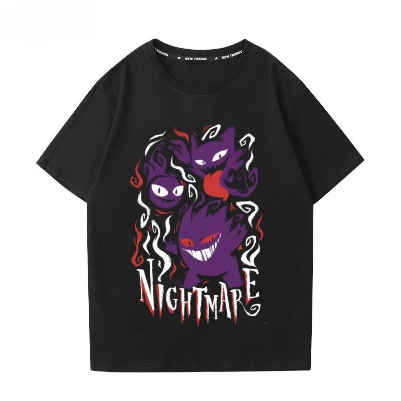 Anime Pokémon Gengar Printed T-shirt Men's and Women's T-shirt Men's Tops Harajuku Y2K T-shirt 2026 Summer New Tee Streetwear