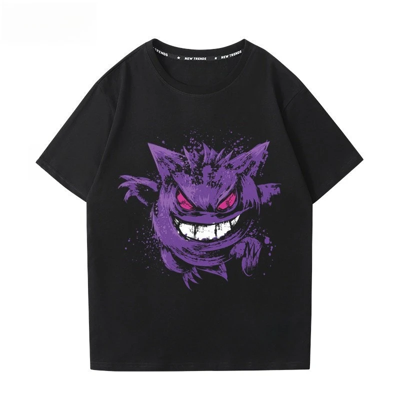 Anime Pokémon Gengar Printed T-shirt Men's and Women's T-shirt Men's Tops Harajuku Y2K T-shirt 2026 Summer New Tee Streetwear